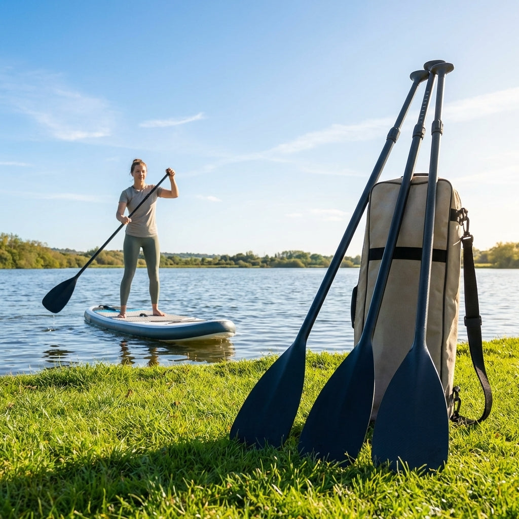 Adjustable paddle board paddles for water sports in aluminium and carbon fibre