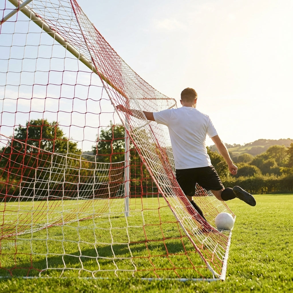 Multi-colour football goal nets for full-size goals