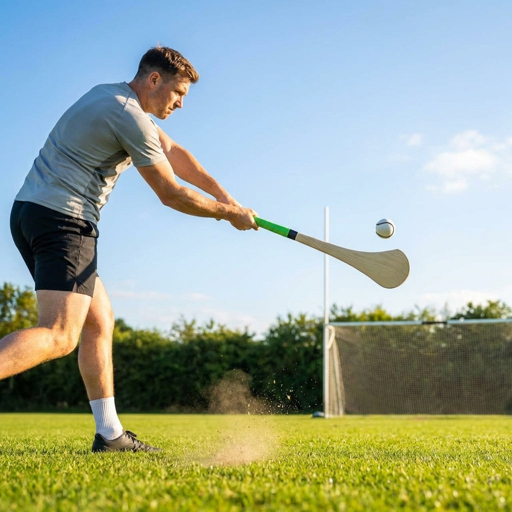 Ash Hurling Stick with custom grip colours, ideal for indoor and outdoor sports
