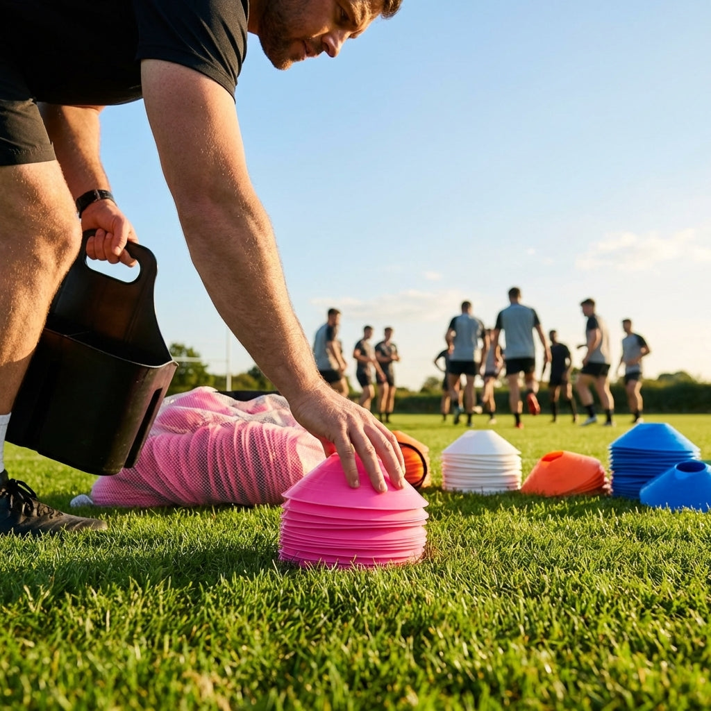 Rugby Training Marker Cones in multiple colours with cone stand