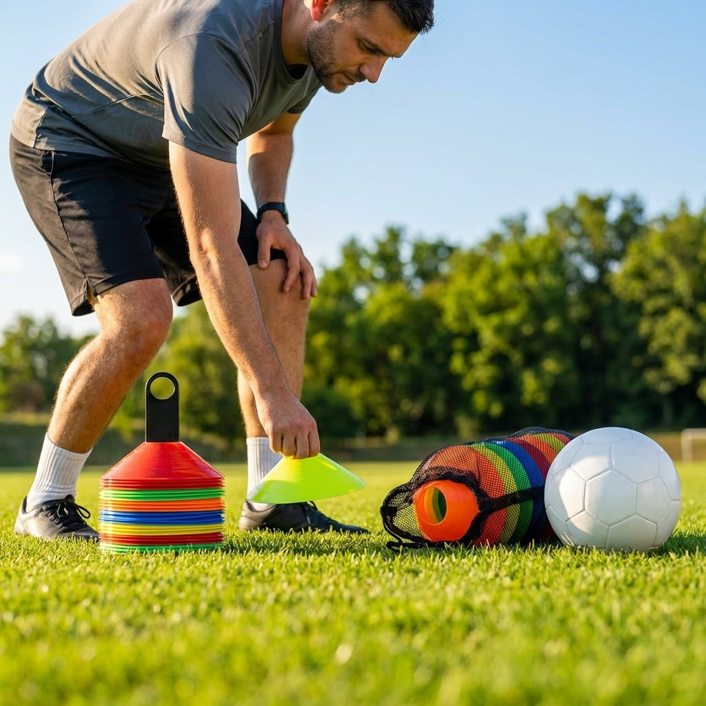 Multi-coloured basketball training marker cones