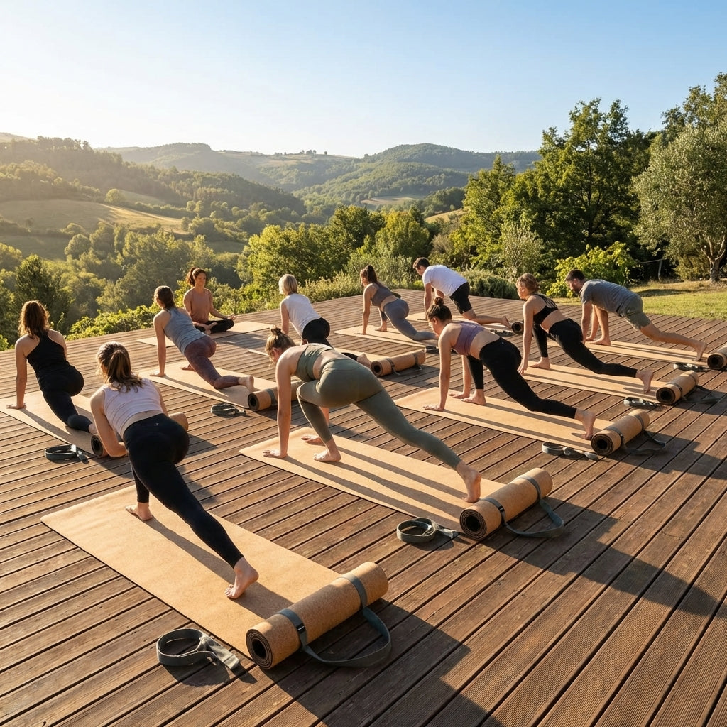 Cork Yoga Mat with Natural Rubber Base for Yoga and Pilates