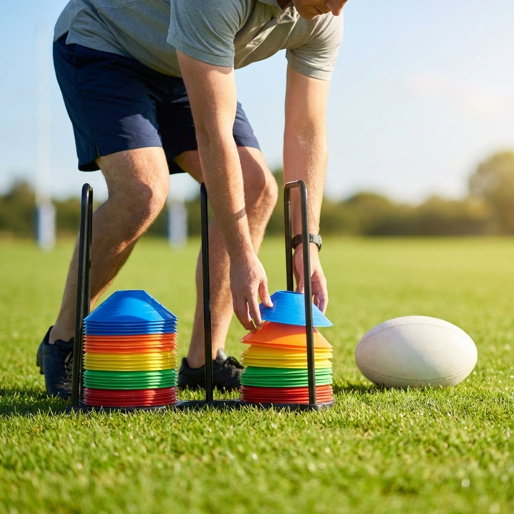 Rugby Training Marker Cones in multiple colours with cone stand