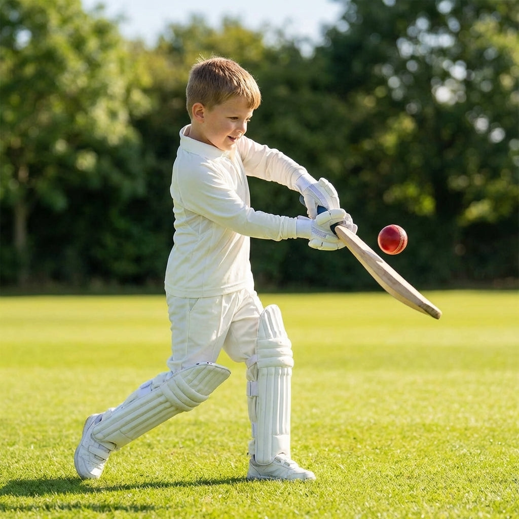 Junior cricket shirts in off-white made from 100% polyester