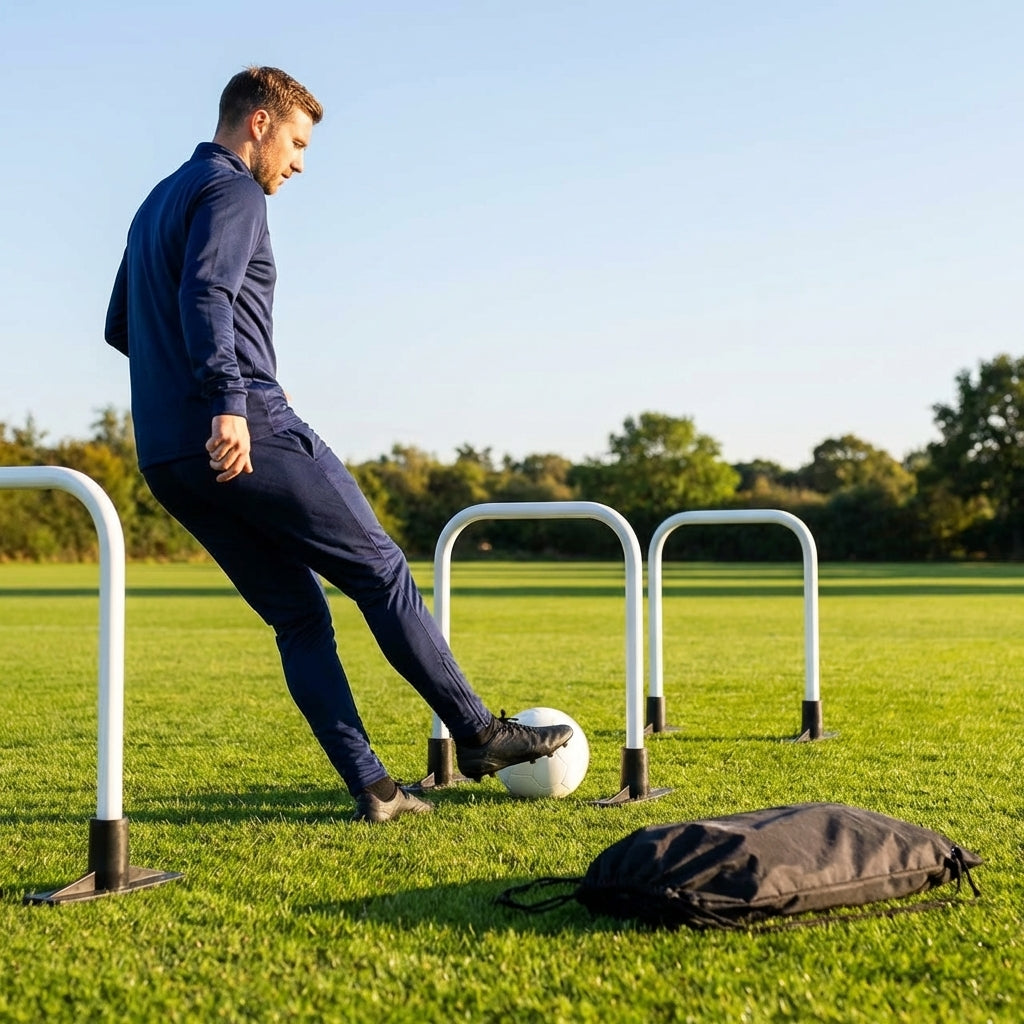 Football training passing arcs made of 34mm PVC