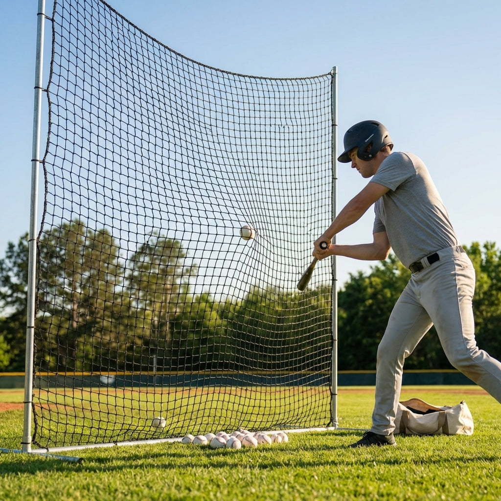 Custom baseball nets made from HDPP material in black