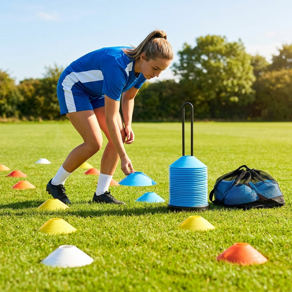 Multi-coloured basketball training marker cones