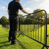 Football pitch barrier made of galvanised steel for club grounds