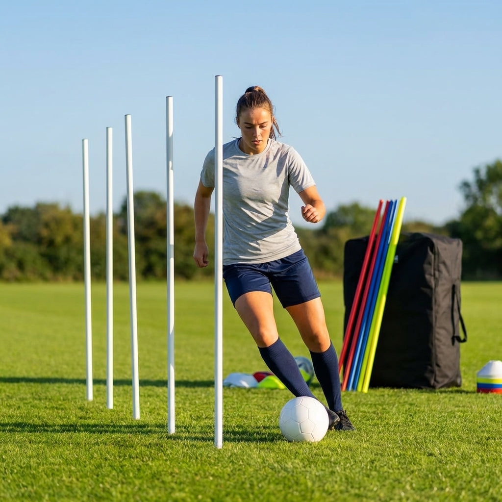 Slalom training poles available in 3ft and 6ft, made from shatterproof PVC