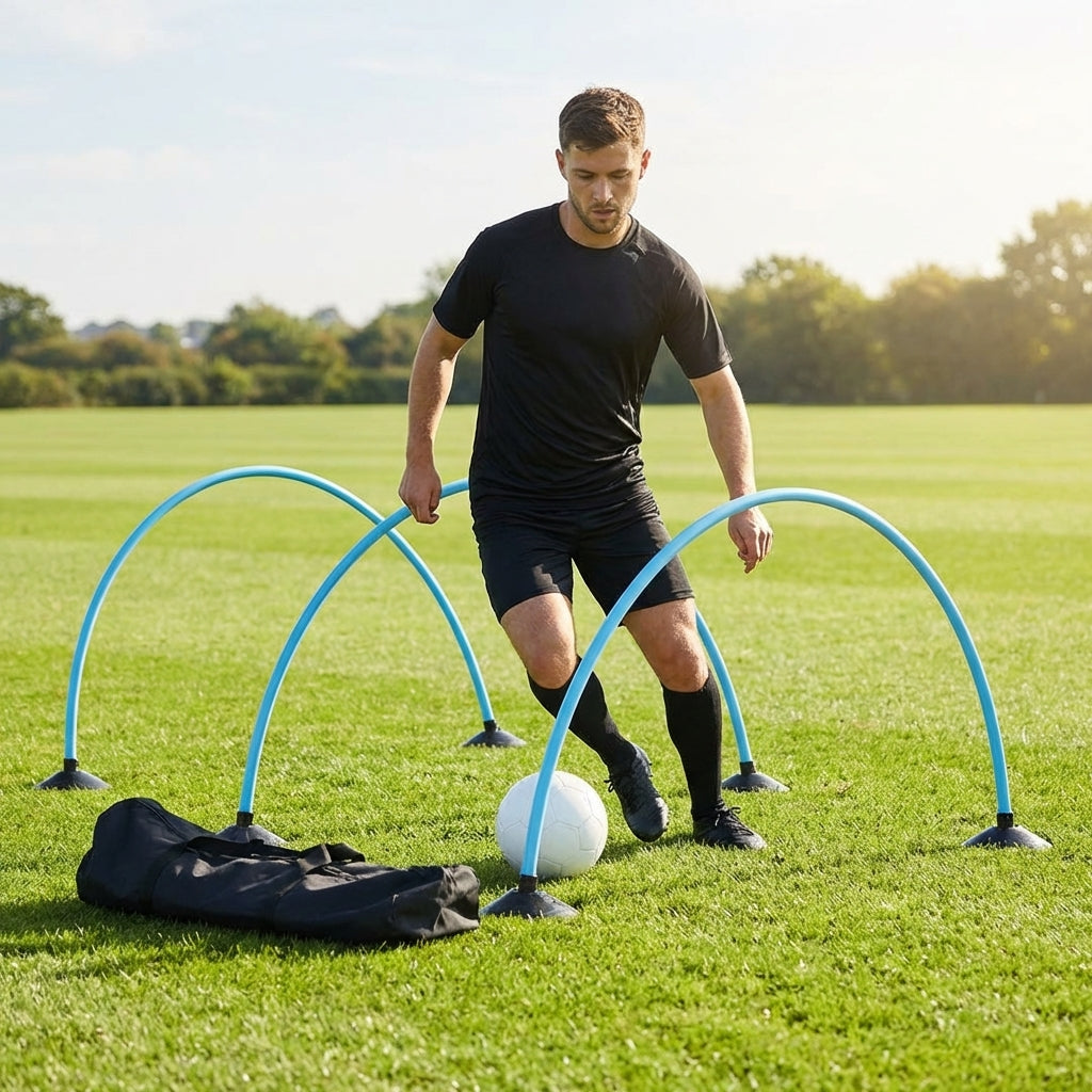 Football training passing arcs made of 34mm PVC