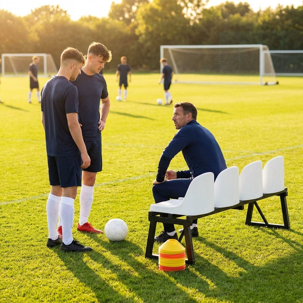 Aluminium sports bench with HDPE seats for indoor and outdoor use