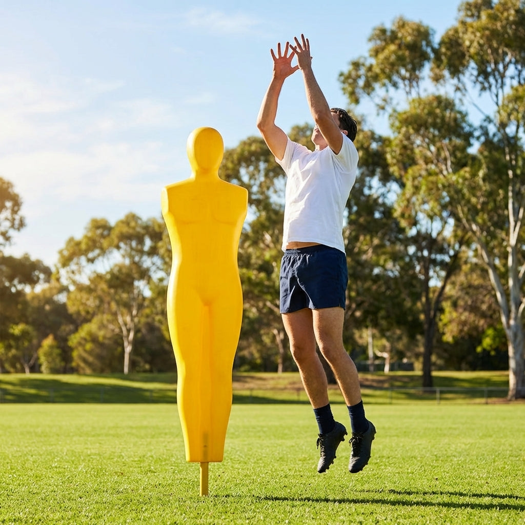 Fluorescent yellow Aussie Rules training mannequin