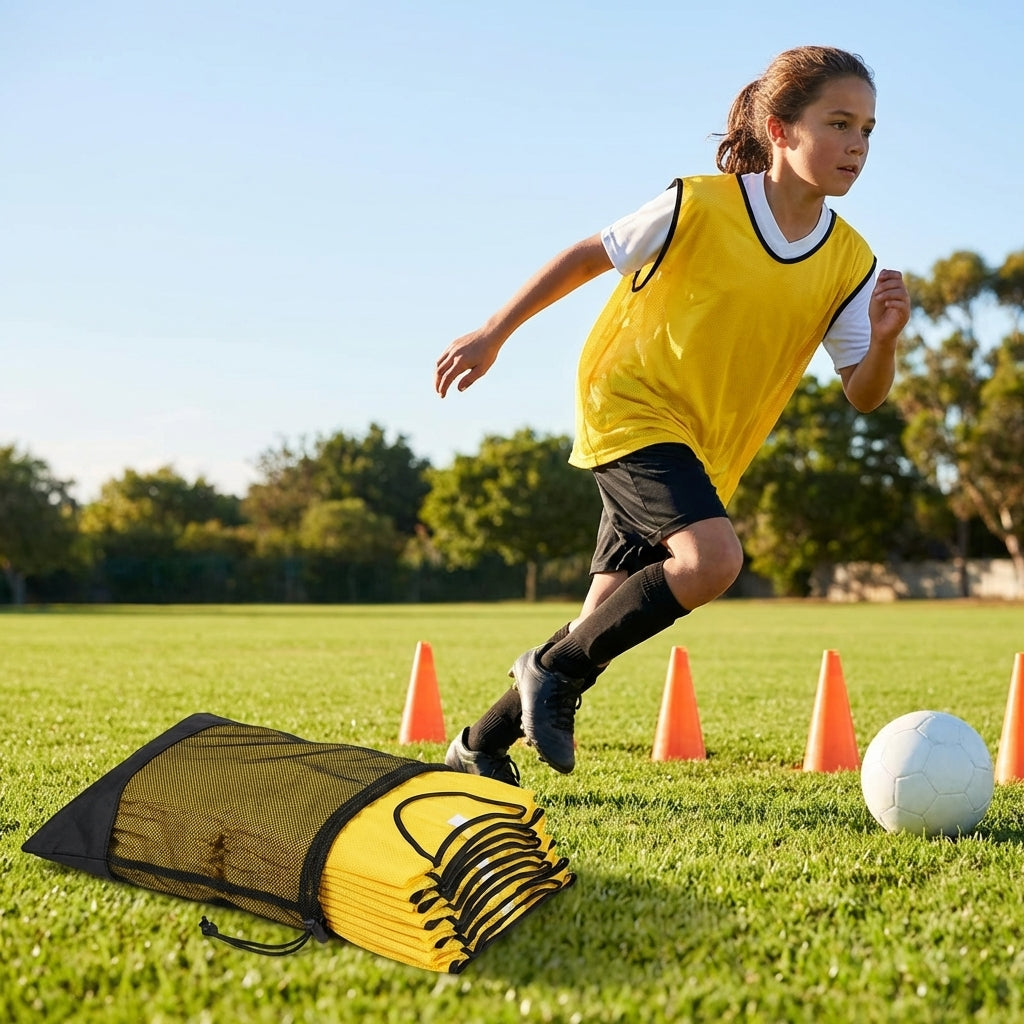 Football training bibs in quick-dry mesh