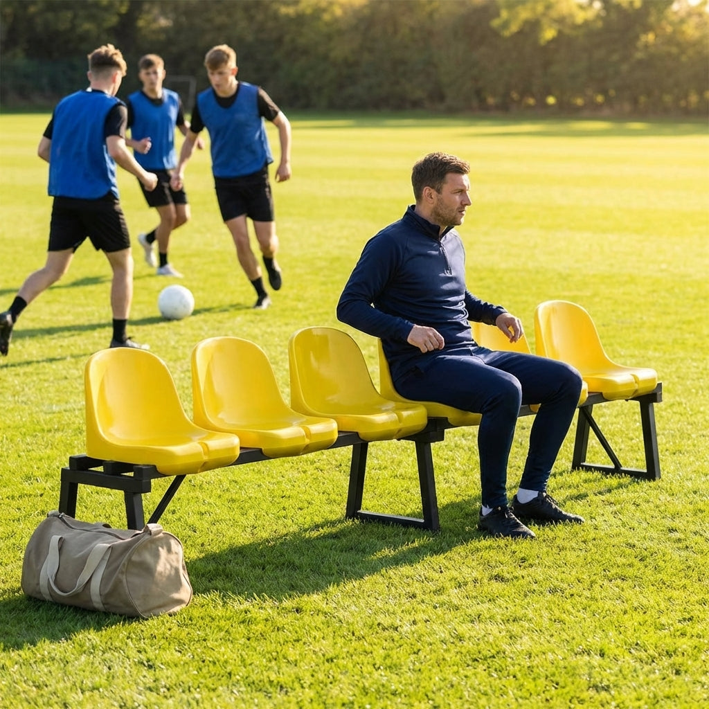 Aluminium sports bench with HDPE seats for indoor and outdoor use