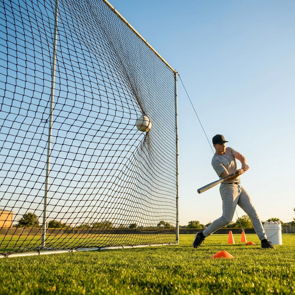 Custom baseball nets made from HDPP material in black