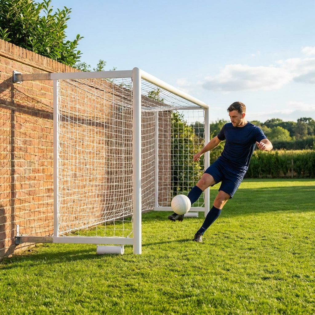 Aluminium football goal with folding mechanism