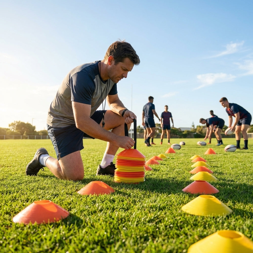 Rugby Training Marker Cones in multiple colours with cone stand