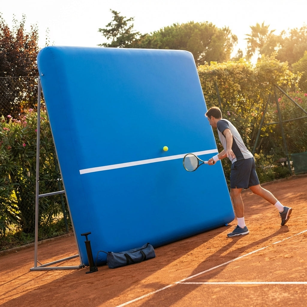 Inflatable tennis rebound wall with adjustable angles for training