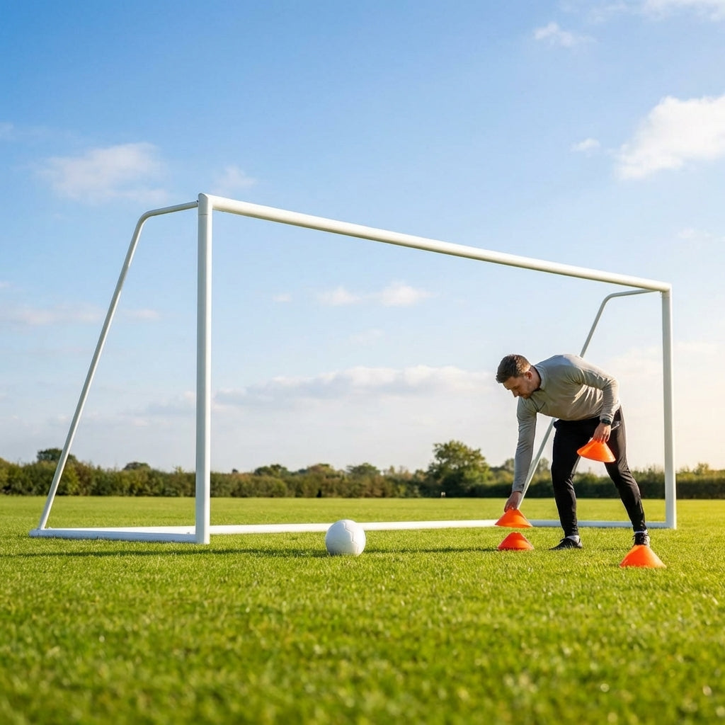 Steel football goal 16x7ft for school and park use