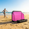 Beach football goal with fluorescent net and aluminium frame