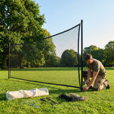 Removable anti-litter net system with steel posts