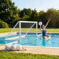 Durable uPVC water polo goal in various sizes for indoor and outdoor use