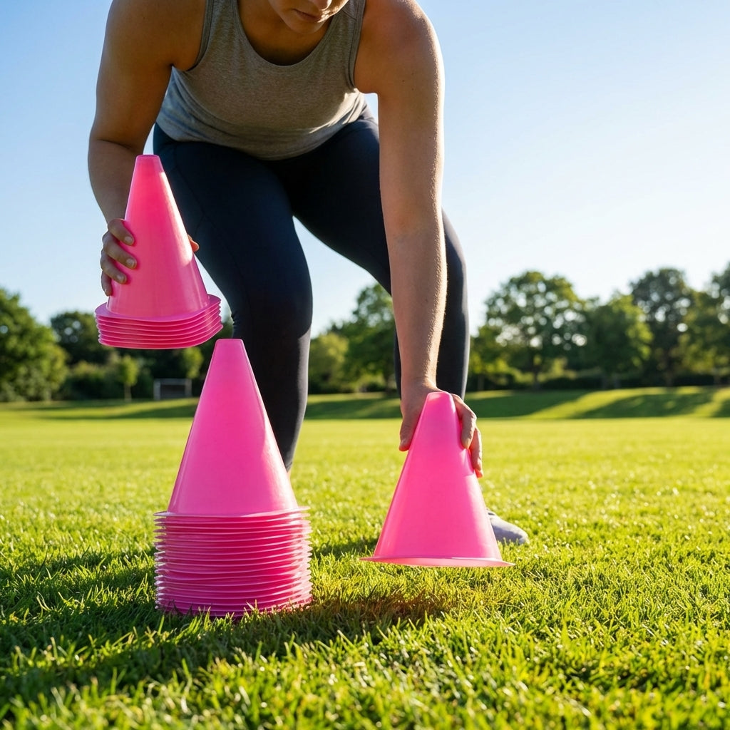 Multi-coloured basketball training marker cones
