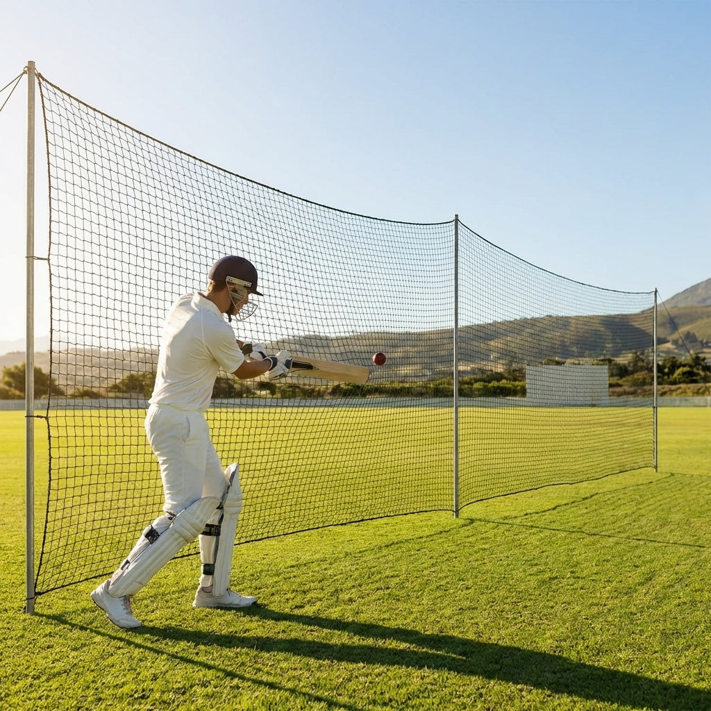 Cricket netting made of high-density polypropylene in black colour