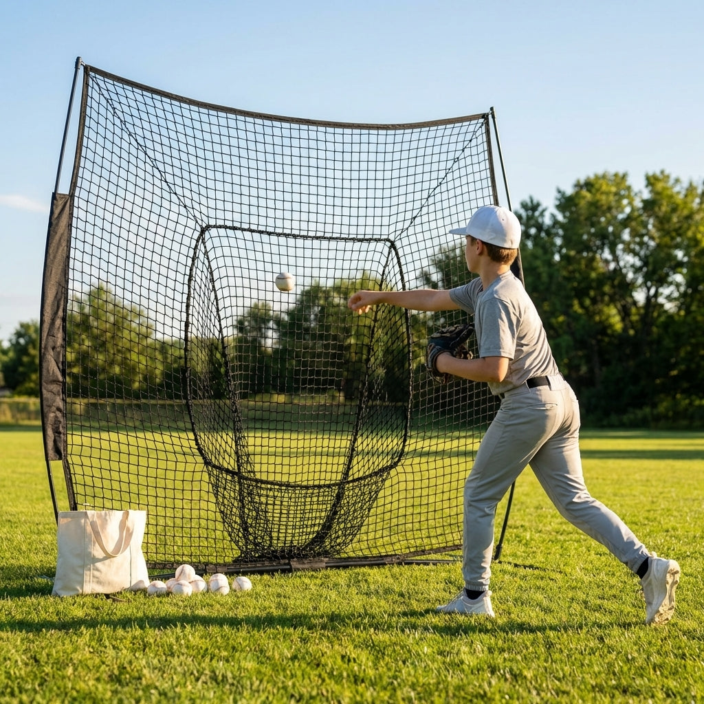 Replacement baseball net for 7ft x 7ft sock net screens made of HDPE twine