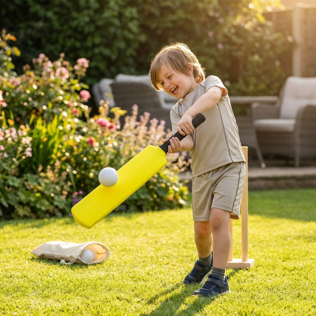 Garden Cricket Bat in Fluro Yellow for family use