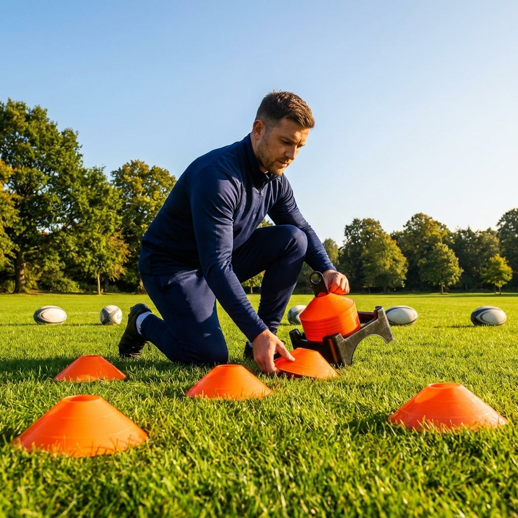 Rugby Training Marker Cones in multiple colours with cone stand