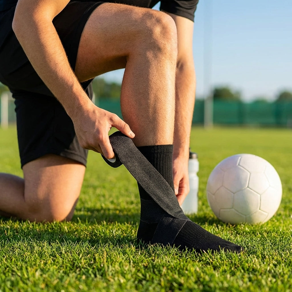Elastic Adhesive Bandage Tape – Black/White – Cotton Spandex – Sports & Physio Use