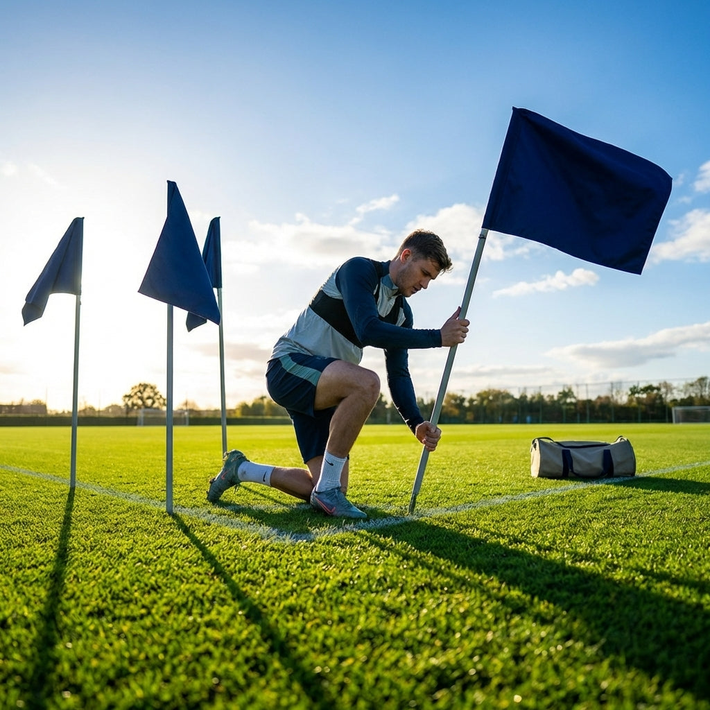 Customisable football corner flags in various colours and weatherproof design