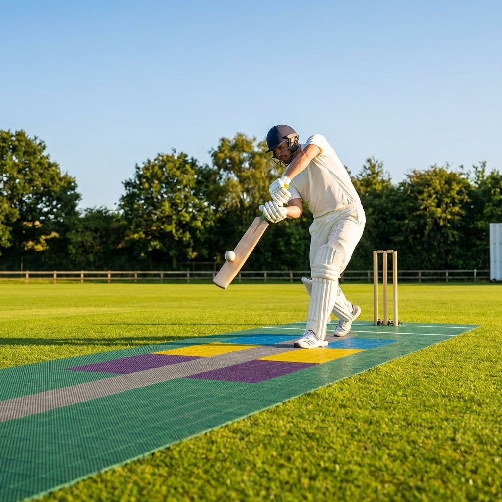 Cricket matting with coloured zones, ideal for training