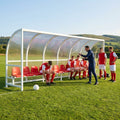 Heavy duty aluminium team shelter with moulded seats
