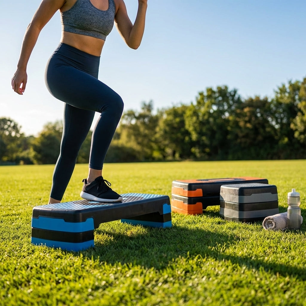Adjustable fitness step with polypropylene construction for gym and home workouts