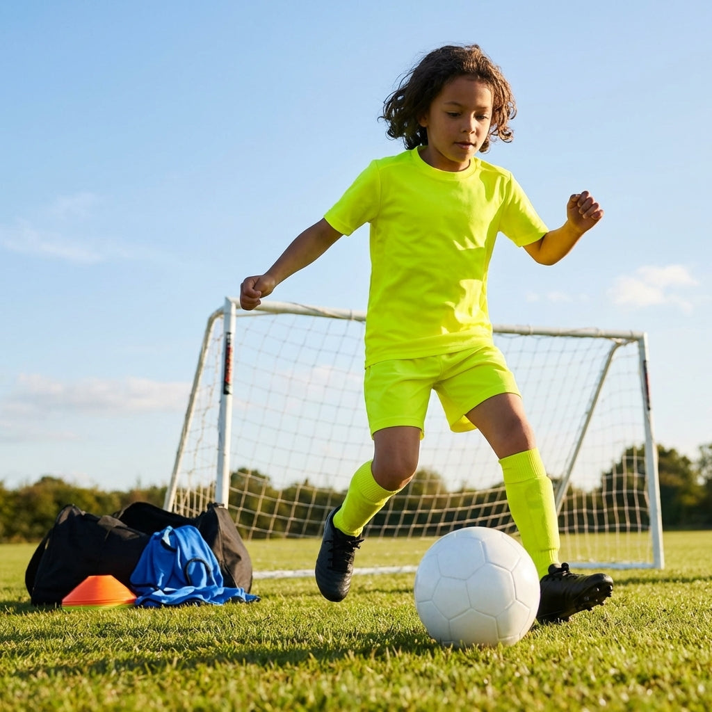 Kids' football kit in multicolour with shirt, shorts, and socks