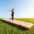 Inflatable gymnastics mat set with beam and block