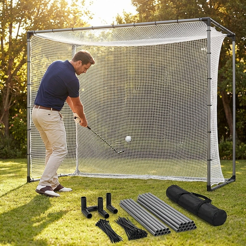 Golf Cage Replacement Parts including steel tubes and netting