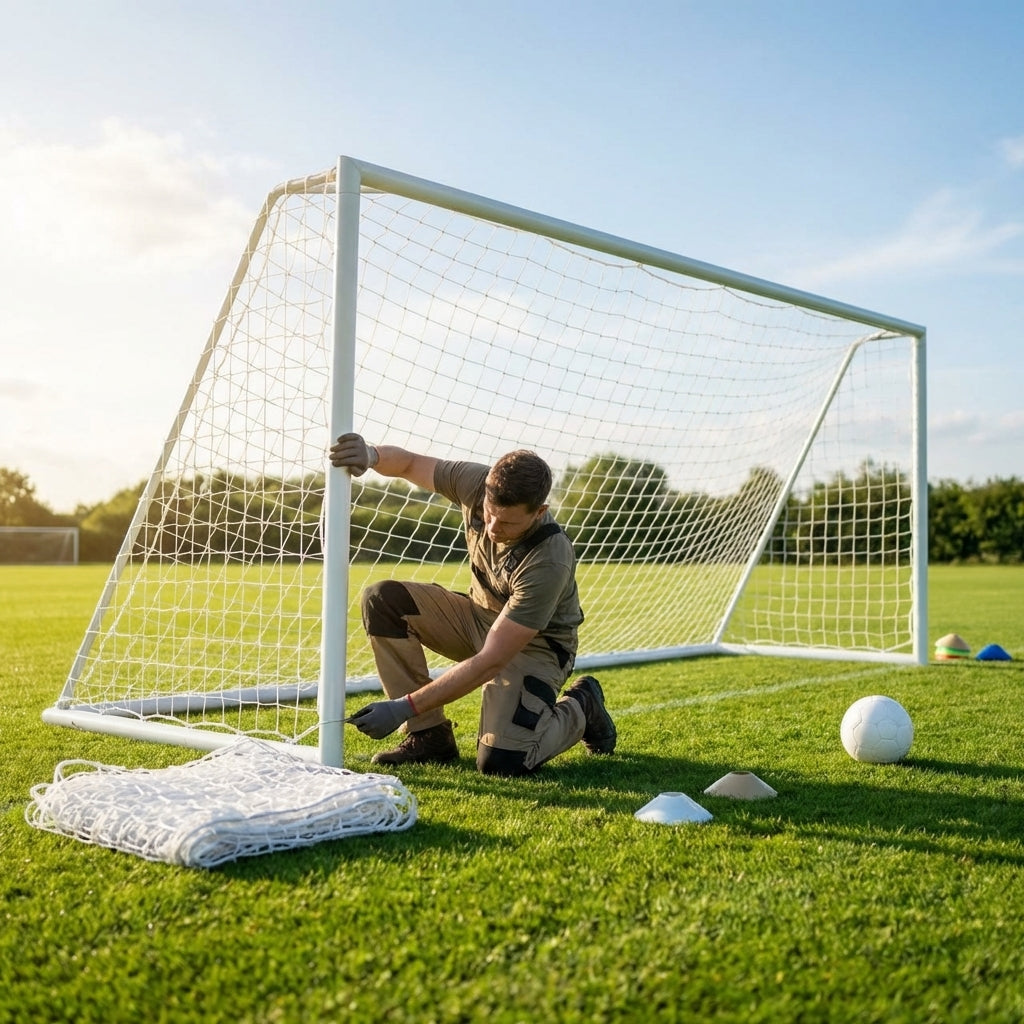 Football goal nets 24 x 8 ft, durable HDPE for clubs and schools
