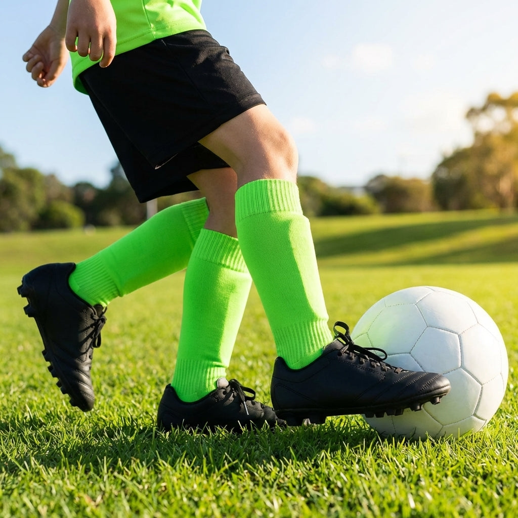 Football socks in various sizes and colours for players