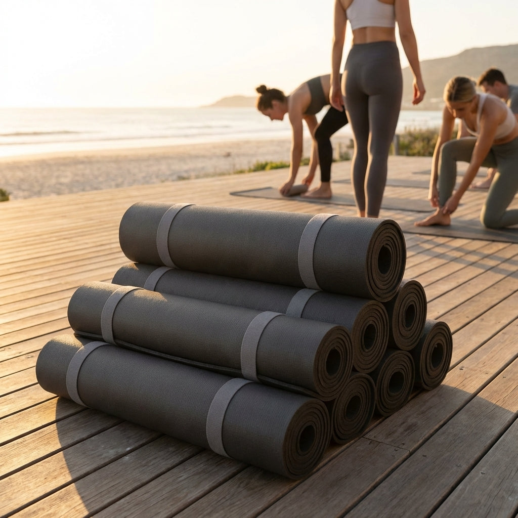 PU Yoga Mat in calming colours, 5mm thick, non-slip surface