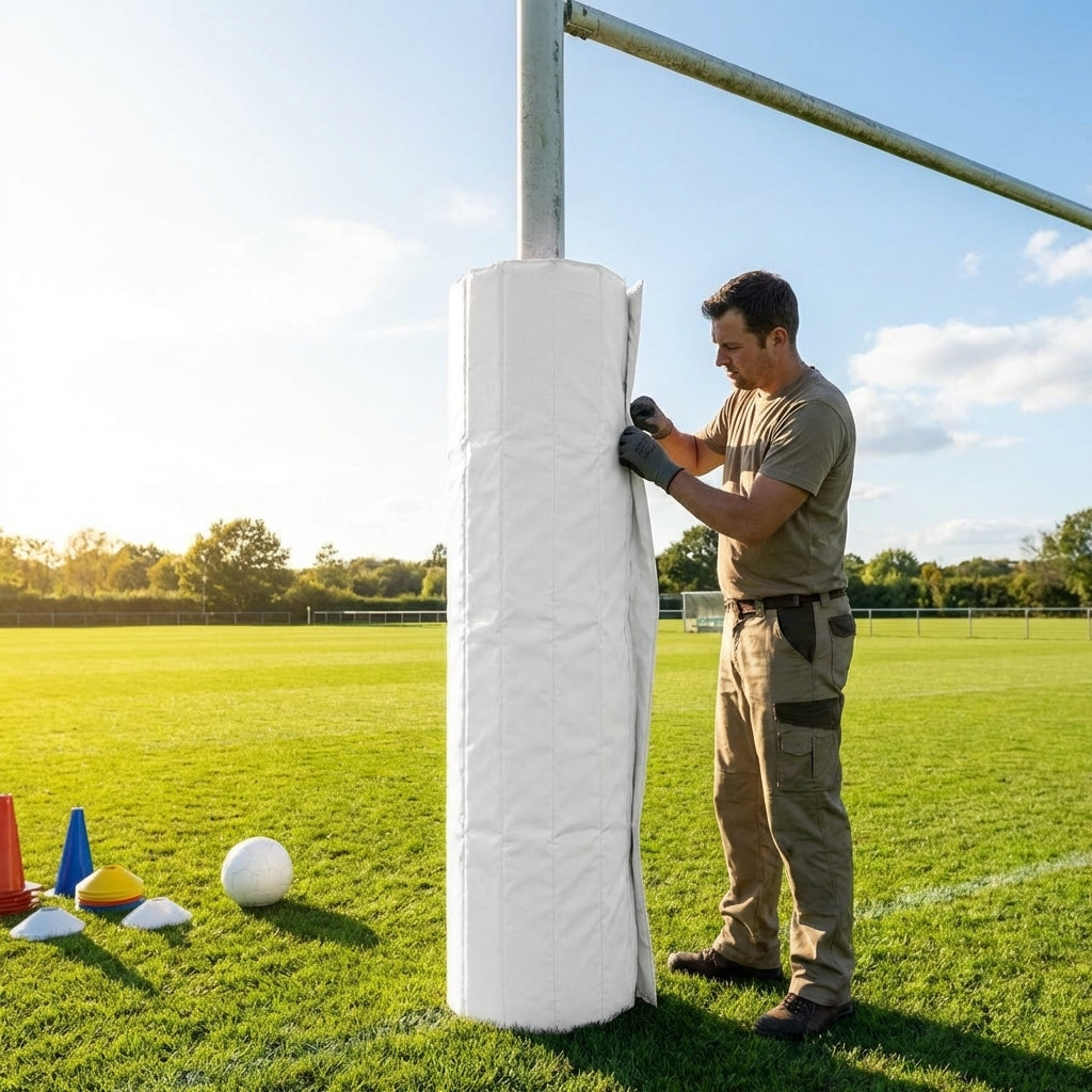 Post protector padding in black and white, 12mm foam for industrial safety