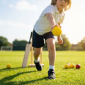 Cricket practice balls in Fluro Yellow with soft-feel plastic construction