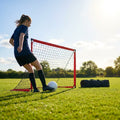 Folding football goal with aluminium frame and high-impact net