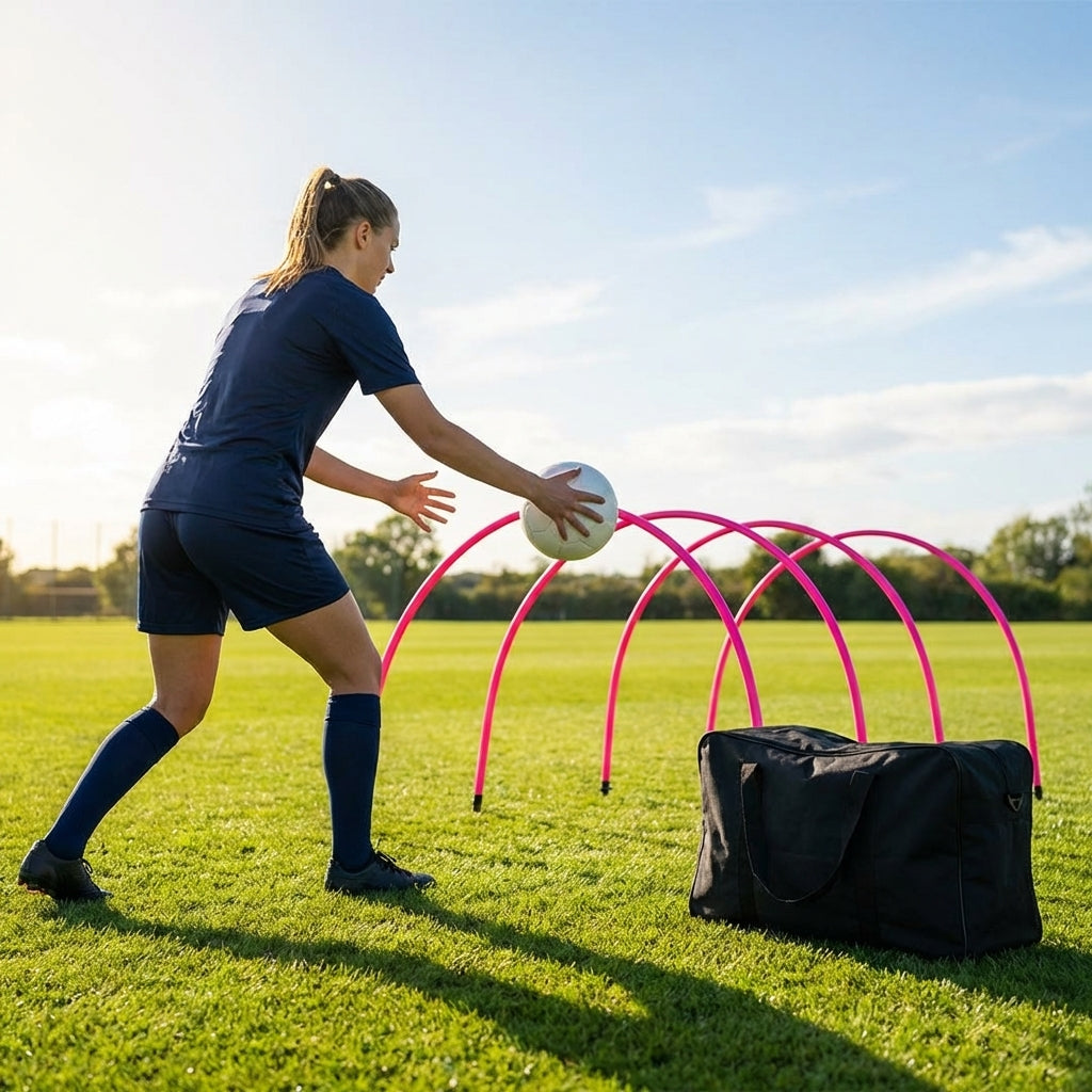 Football training passing arcs made of 34mm PVC