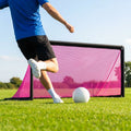 Folding football goal with aluminium frame and high-impact net