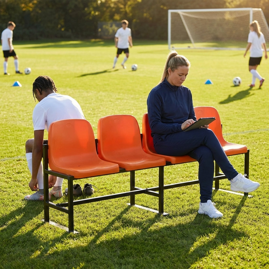 Aluminium sports bench with HDPE seats for indoor and outdoor use