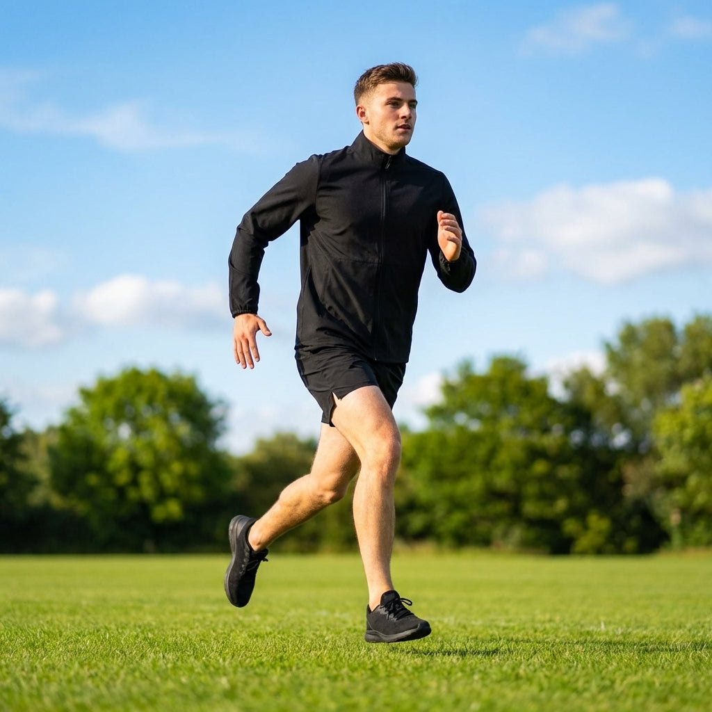 Windbreaker jacket in black and navy, ideal for training and casual use