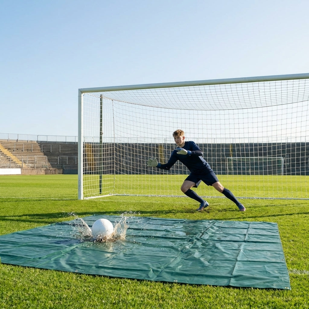 Goalkeeper training tarpaulin made of weatherproof PVC